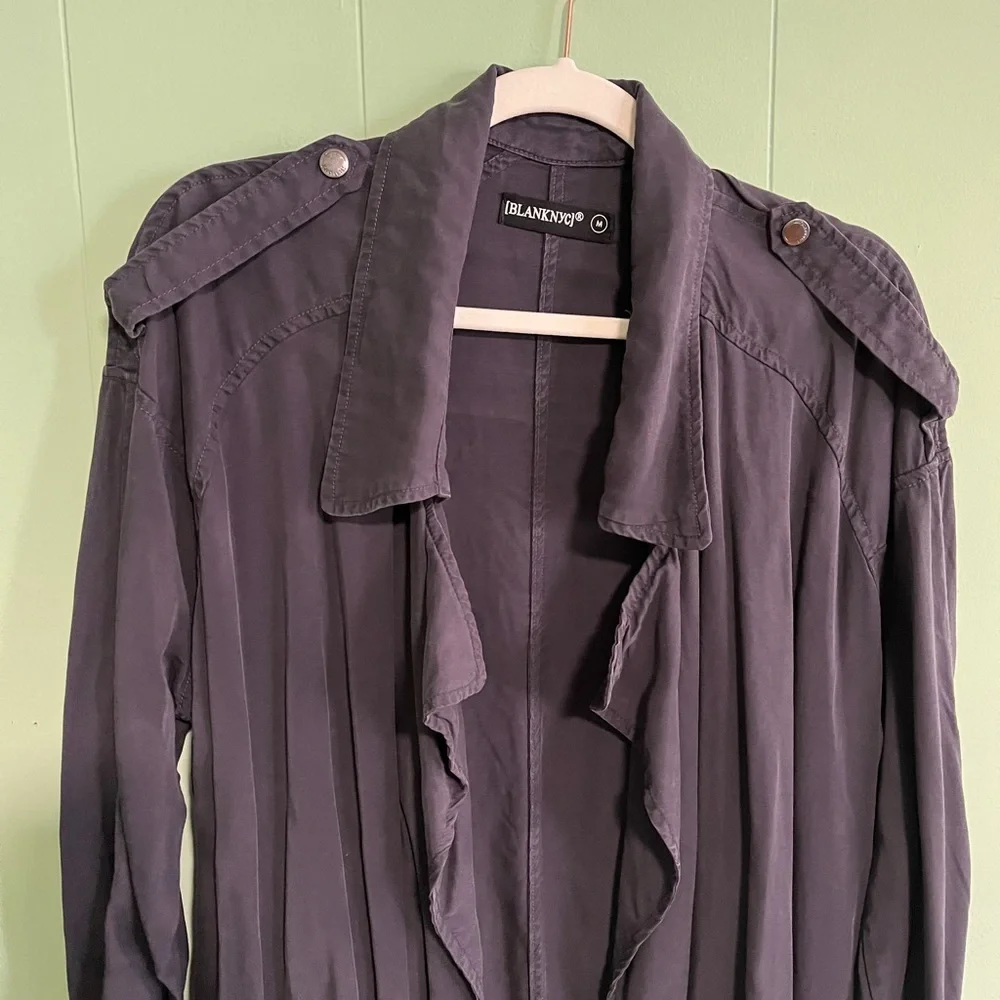 NWT BLANK NYC Dip Dye Dual Tone Gray Black Trench Coat Open Tunic Women'… - Picture 5 of 16